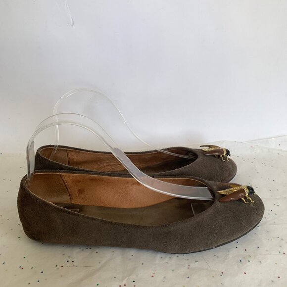 Pilcro and the Letterpress Brown Suede Beetle Bee Insect Ballet Flats - Size 9 - Picture 3 of 12